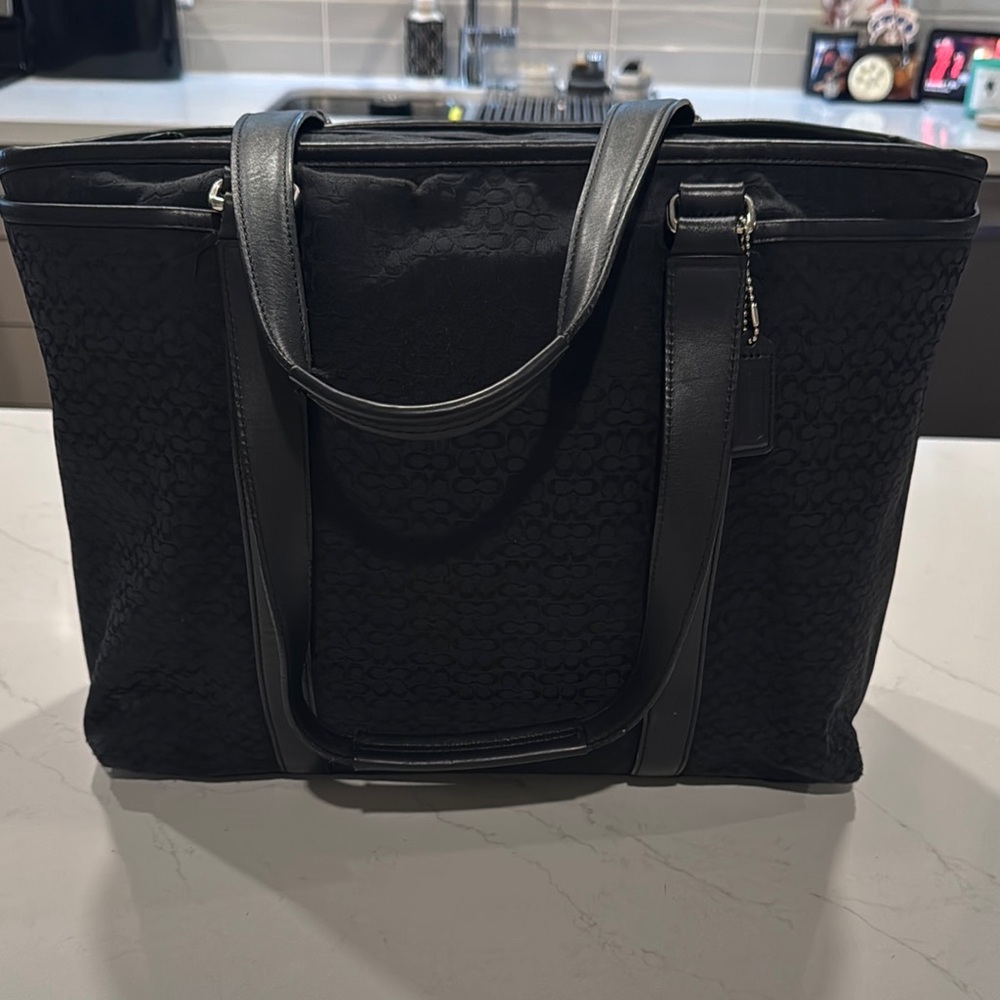 Coach Signature Collection Black Large Tote Bag / Multi function Diaper Bag